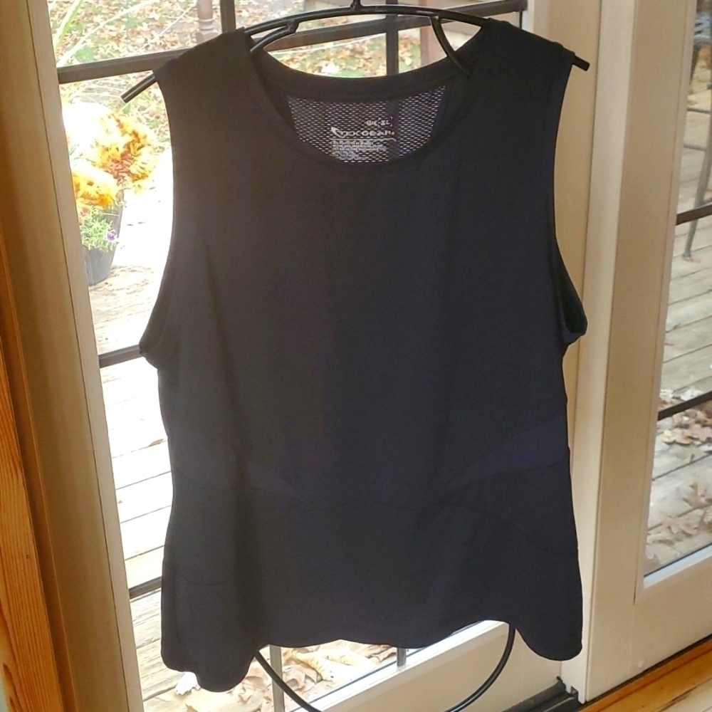 Tek Gear Womens XL Black Activewear Tank Top Mesh Back Panel Sleeveless Shirt